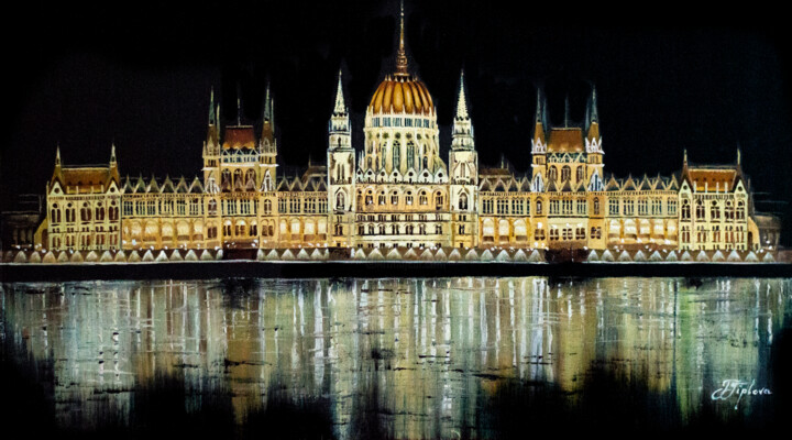 Pittura intitolato ""BASILICA. BUDAPEST…" da Tetiana Tiplova, Opera d'arte originale, Olio