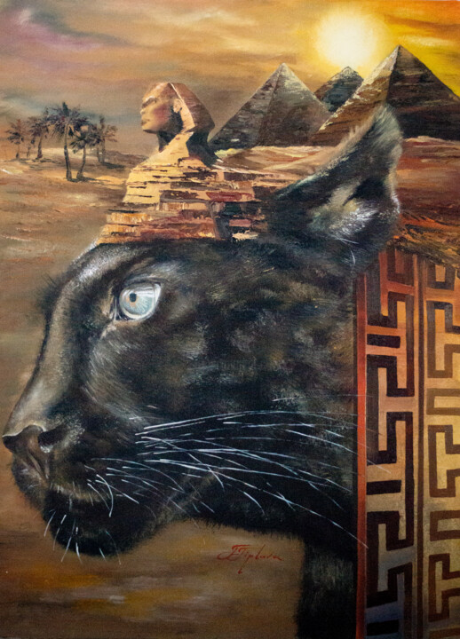 Peinture intitulée ""POWER OF EGYPT"" par Tetiana Tiplova, Œuvre d'art originale, Huile