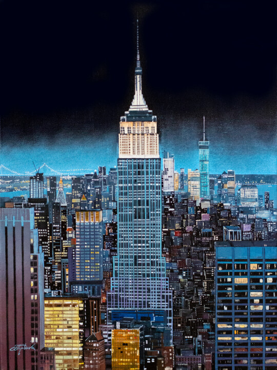 Pittura intitolato "Manhattan. New York" da Tetiana Tiplova, Opera d'arte originale, Olio