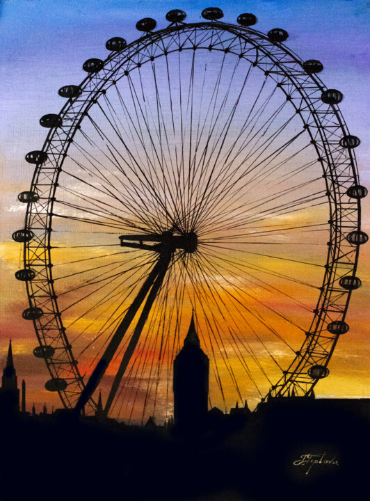 Картина под названием "AN EVENING IN LONDON" - Tetiana Tiplova, Подлинное произведение искусства, Масло