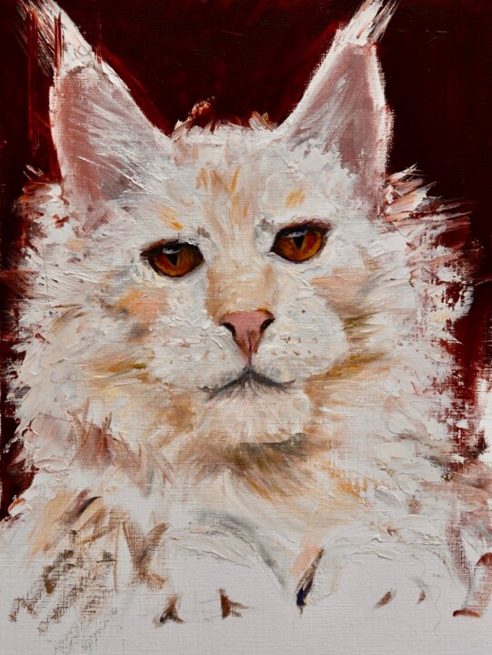 Peinture intitulée "Le chat" par Tetiana Zheida, Œuvre d'art originale, Huile