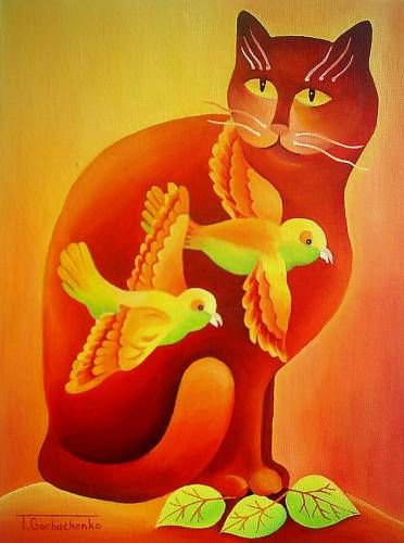Peinture intitulée "tomcat" par Tetiana Gorbachenko, Œuvre d'art originale, Huile