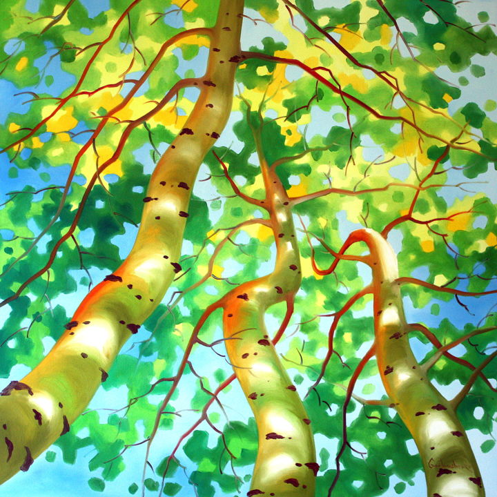 Painting titled "bomen" by Tetiana Gorbachenko, Original Artwork, Oil