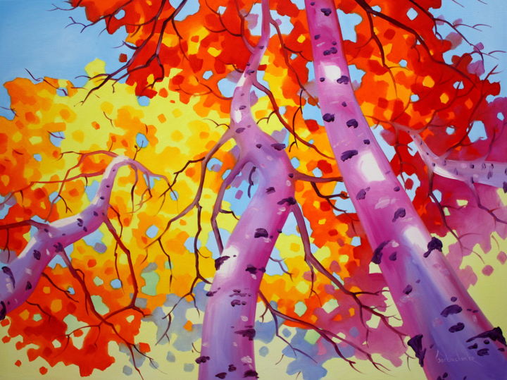 Painting titled "Autumn - Original O…" by Tetiana Gorbachenko, Original Artwork, Oil