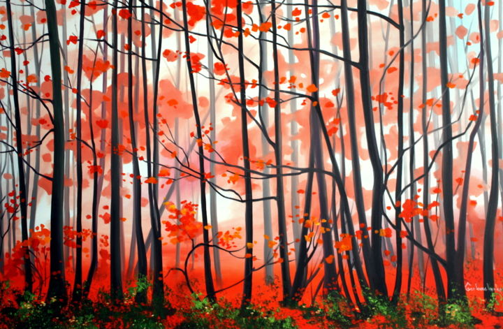 Painting titled "Forest" by Tetiana Gorbachenko, Original Artwork, Oil