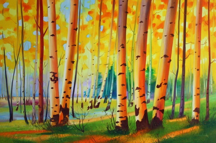 Painting titled "Autumn" by Tetiana Gorbachenko, Original Artwork, Oil