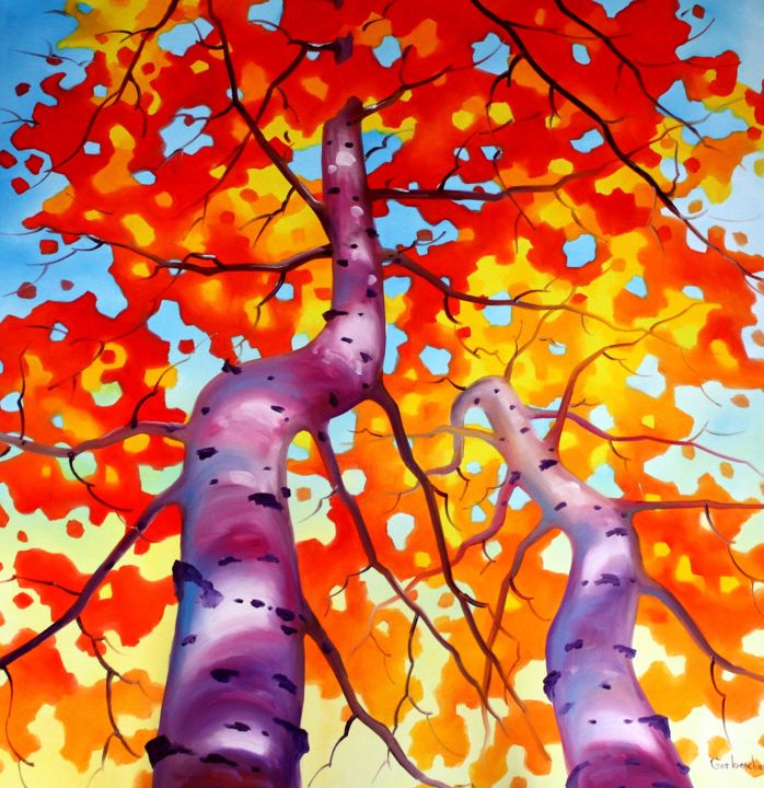 Painting titled "Autumn" by Tetiana Gorbachenko, Original Artwork, Oil