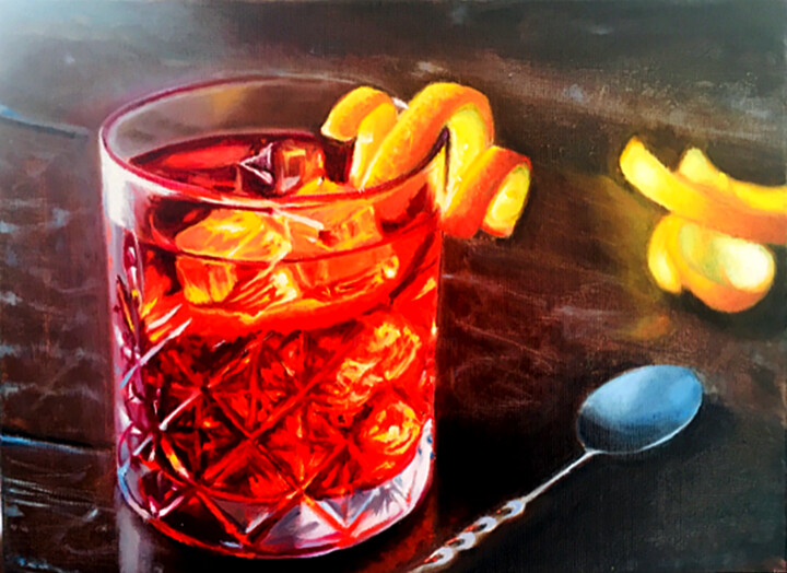 Printmaking titled "Tequila sunset" by Tetyana Hamilton, Original Artwork, Oil