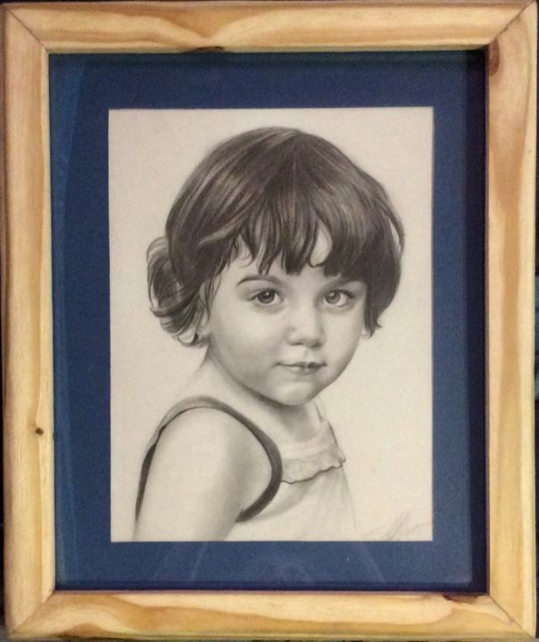 Dibujo titulada "Retrato enmarcado" por Tetyana Marchenko (Mart), Obra de arte original, Grafito