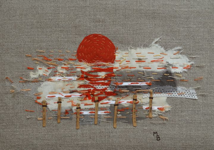 Art textile intitulée "Crépuscule sur la L…" par Martine Brion, Œuvre d'art originale