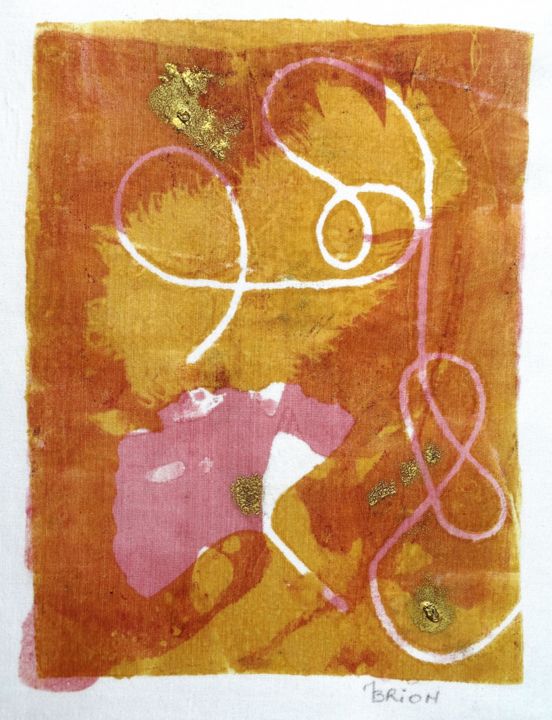 Printmaking titled "Impression orange" by Martine Brion, Original Artwork