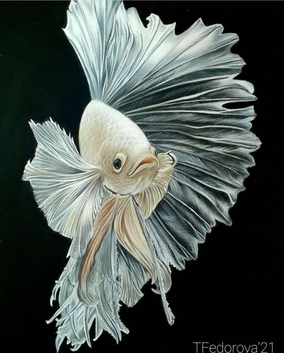 Картина под названием "Рыбка-петушок(3)" - Татьяна Федорова (TFedorova21), Подлинное произведение искусства, Пастель