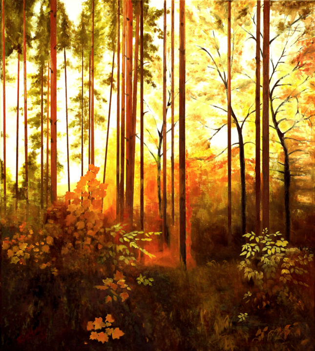 Painting titled "October 11" by Tudor Gafton, Original Art, Oil Mounted on Stretcher frame