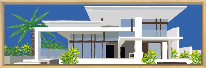 Digitale Kunst mit dem Titel "Villa" von Thaïs Brunet, Original-Kunstwerk, Digitale Malerei