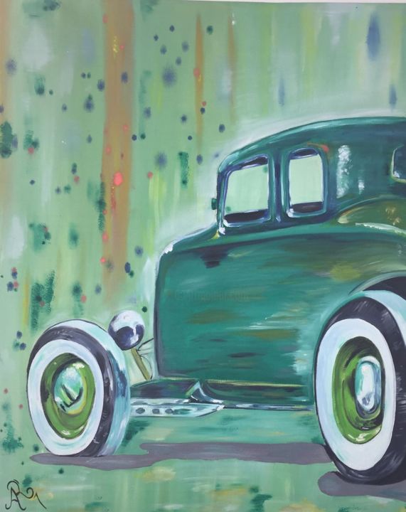 Painting titled "Hot Rod" by Axelle Thabouret, Original Artwork