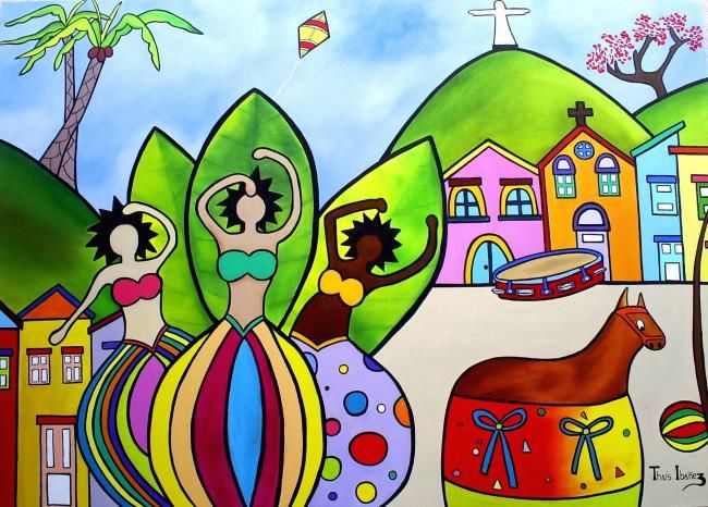 Pintura intitulada "VOLTA BRASILEIRA" por Thaís Gomez "Arte Tropical", Obras de arte originais