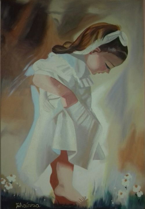 Pintura intitulada "A menina" por Thaíssa, Obras de arte originais, Óleo