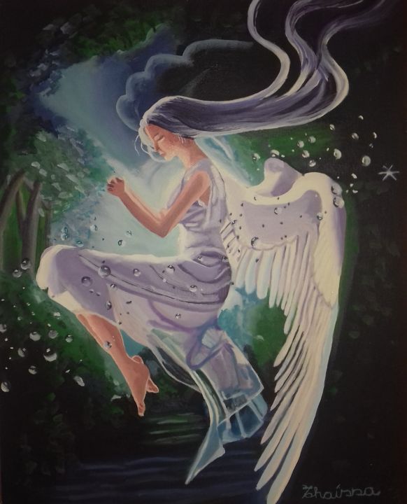 Pintura intitulada "Oração do Anjo" por Thaíssa, Obras de arte originais, Óleo