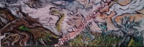 Malerei mit dem Titel "Die 4-Welten-Treppe" von Thalis Colorworld, Original-Kunstwerk, Öl