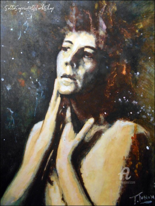 Peinture intitulée "Tiziana - Portrait" par Thalita Tonon (SottoSopra), Œuvre d'art originale, Encre