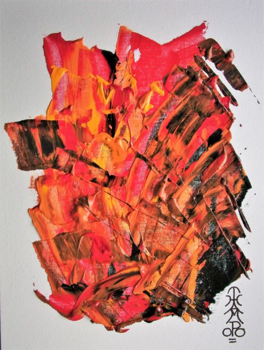 Painting titled "ANGER" by Thampoo Jacob, Original Art, Acrylic Mounted on Cardboard