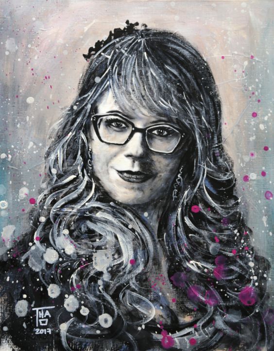 Painting titled "Penelope Garcia" by Thao, Original Artwork, Acrylic