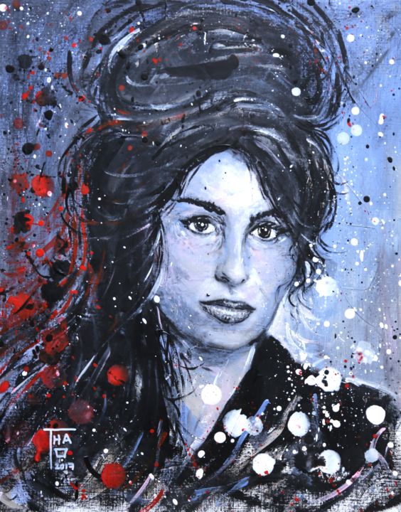 Painting titled "Amy Winehouse" by Thao, Original Artwork, Acrylic