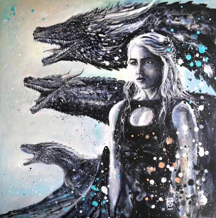 Painting titled "Mother of dragons -…" by Thao, Original Artwork, Acrylic