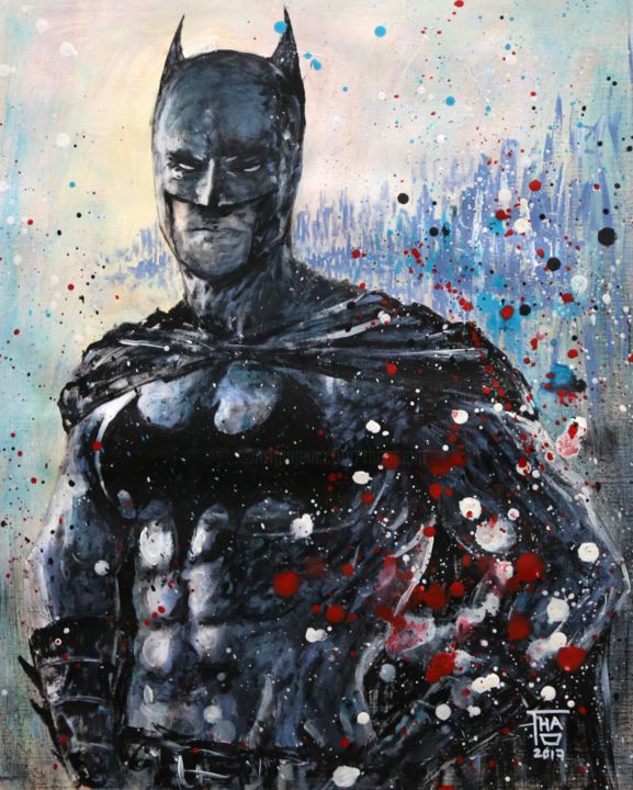 Painting titled "Batman" by Thao, Original Artwork, Acrylic