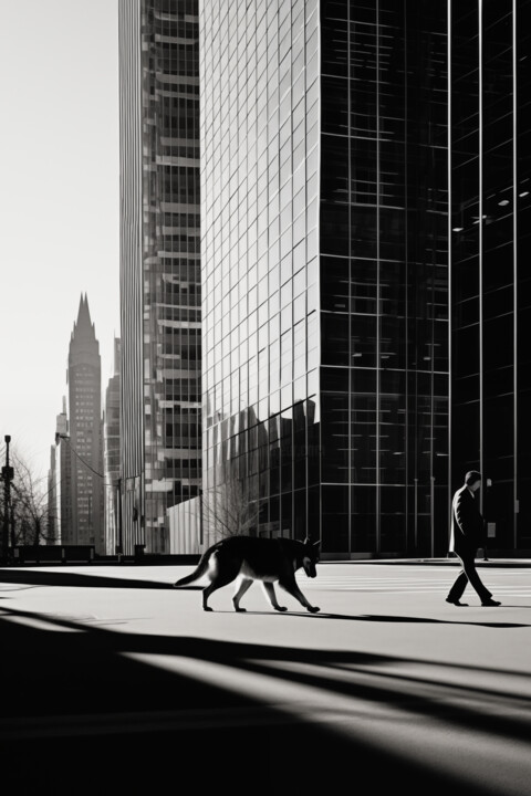 Arts numériques intitulée "Loup des Villes 8" par Thapsus, Œuvre d'art originale, Image générée par l'IA