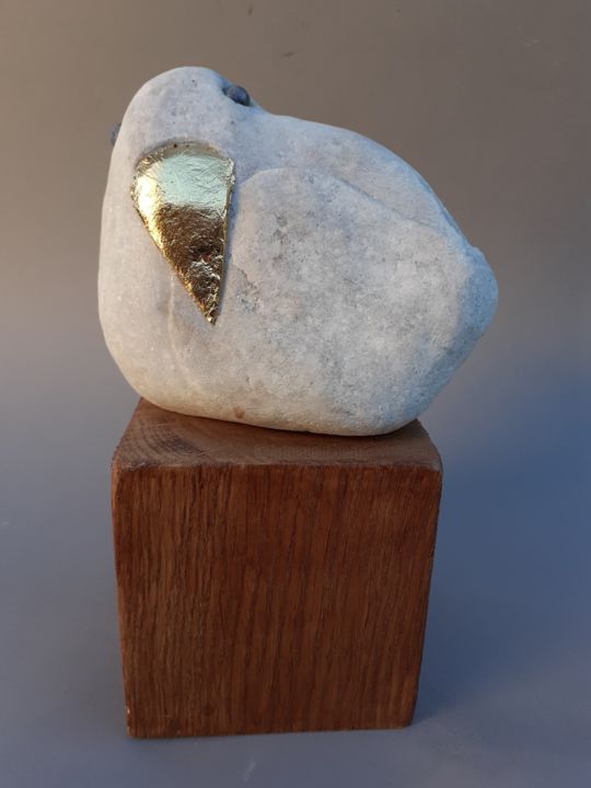 Скульптура под названием "oiseau aux yeux ble…" - Jean-Pierre Thaurenne, Подлинное произведение искусства, Камень