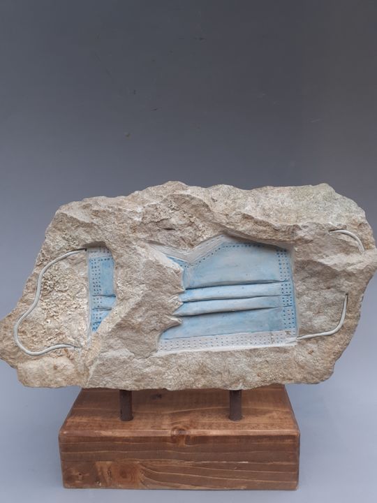 Sculpture titled "Archéologie du futu…" by Jean-Pierre Thaurenne, Original Artwork, Stone