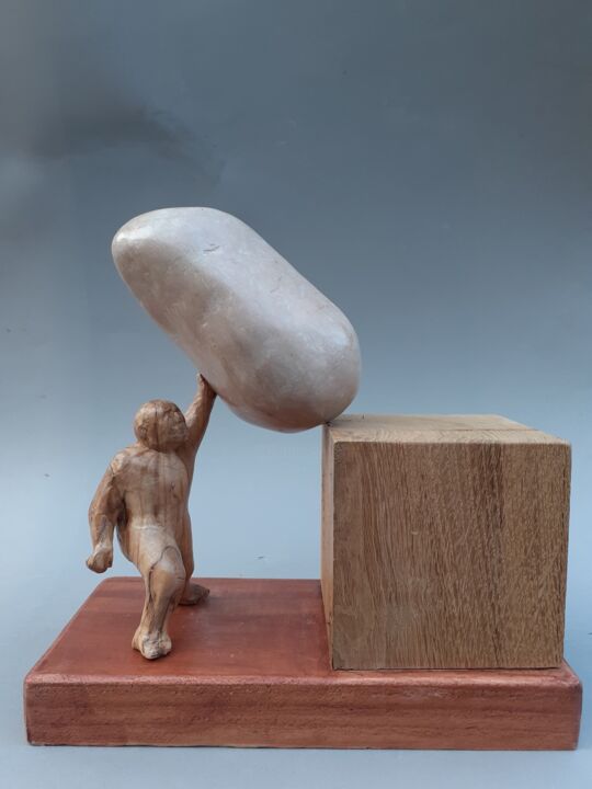 Sculpture titled "Equilibre" by Jean-Pierre Thaurenne, Original Artwork, Wood