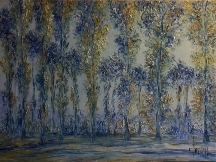 Painting titled "ARBRES" by Thierry Chanal, Original Artwork, Oil
