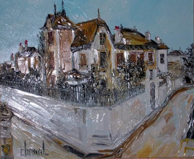 Painting titled "LES MAISONS" by Thierry Chanal, Original Artwork