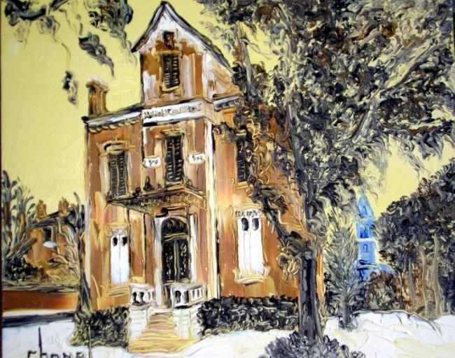 Painting titled "MAIRIE EGLISE  ECUL…" by Thierry Chanal, Original Artwork