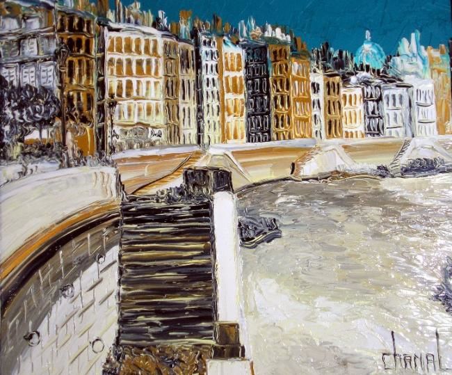 Painting titled "LES QUAIS" by Thierry Chanal, Original Artwork, Other