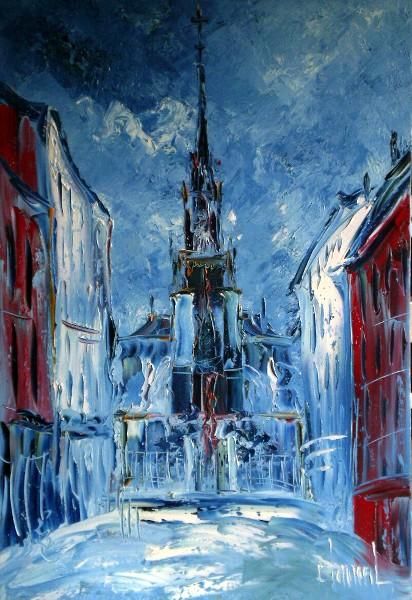 Painting titled "CHAPELLE CITE RAMBA…" by Thierry Chanal, Original Artwork, Other