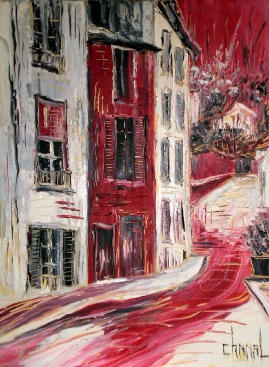 Painting titled "RUE A L ILE BARBE" by Thierry Chanal, Original Artwork, Other