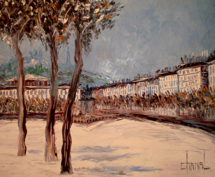 Peinture intitulée "PLACE BELLECOUR" par Thierry Chanal, Œuvre d'art originale, Autre