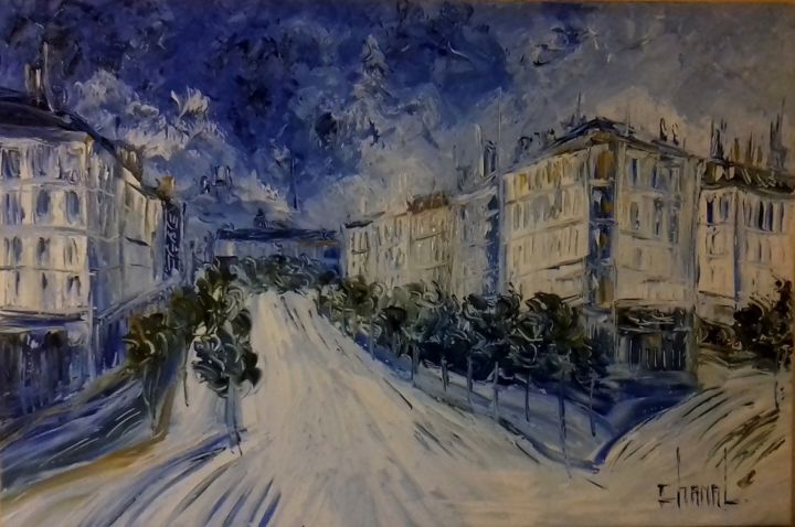 Painting titled "PLACE GABRIEL PERI.…" by Thierry Chanal, Original Artwork, Oil