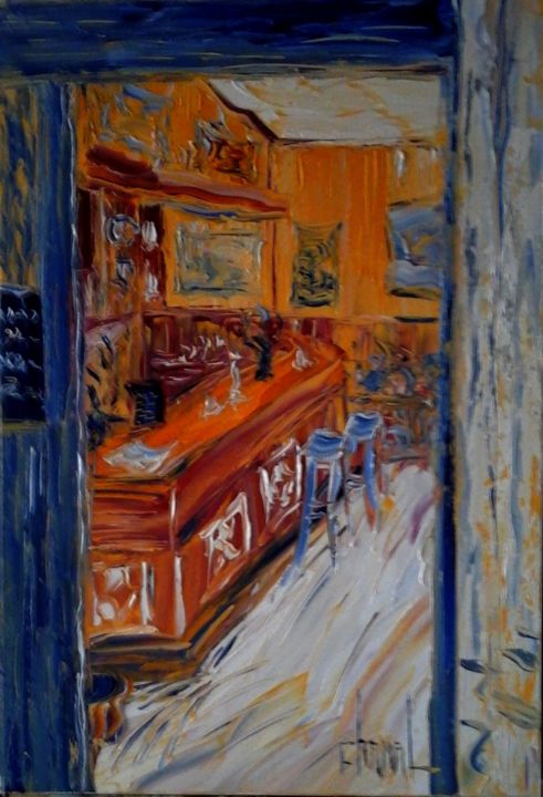 Painting titled "AU BON CRU (entrée…" by Thierry Chanal, Original Artwork, Oil