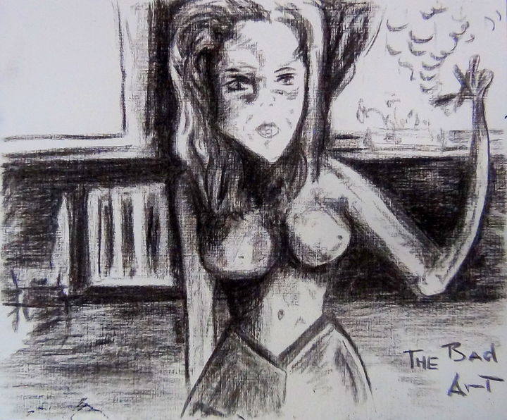 Drawing titled "thebad8" by The Bad Art, Original Artwork, Charcoal