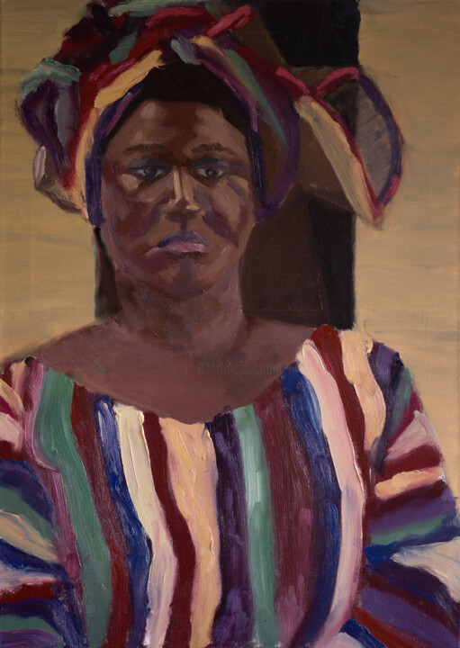 Schilderij getiteld "Ghanaian Woman In C…" door The Hammer, Origineel Kunstwerk, Olie