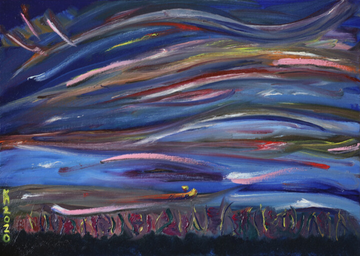 Pittura intitolato "Sunset Sky 1" da The Hammer, Opera d'arte originale, Olio