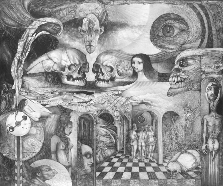 Σχέδιο με τίτλο "EROS THANATOS II" από The Mystic Otto Rapp, Αυθεντικά έργα τέχνης, Γραφίτης