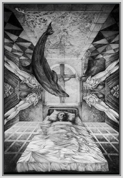 Dessin intitulée "Botticelli's Dream" par The Mystic Otto Rapp, Œuvre d'art originale, Autre