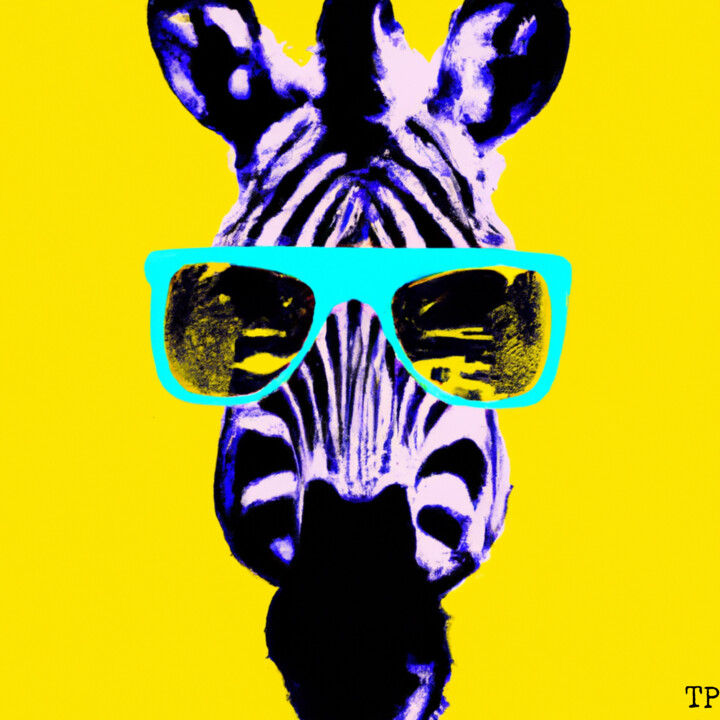 Digital Arts titled "Zebra with Sunglass…" by The Pixler, Original Artwork, 2D Digital Work