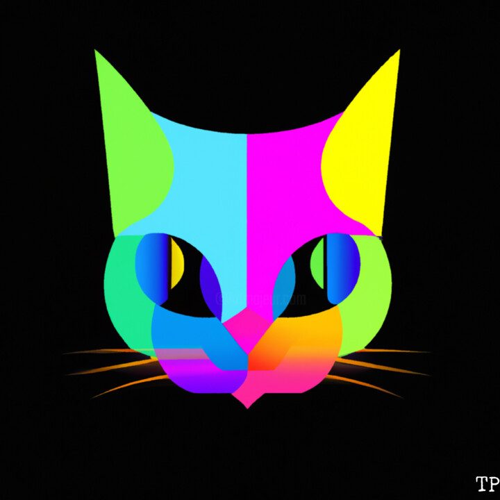 Digital Arts titled "Trippy Cat one" by The Pixler, Original Artwork, 2D Digital Work