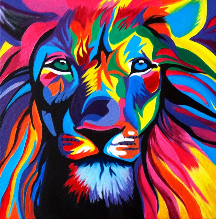 Lion, Painting by Thecolorterrace Artmajeur